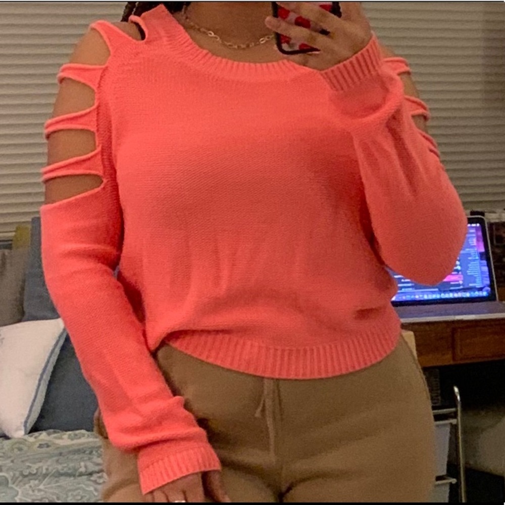 Cutout shoulder sweater